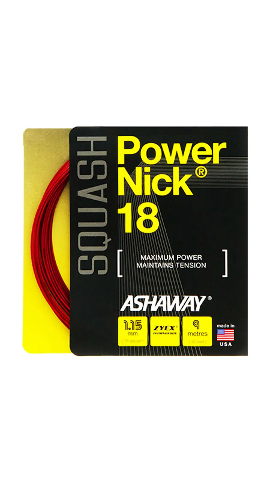 Bobine Cordon De Squash Ashaway MultiNick 18 - 1,15 Mm Noir - 110 Mètres - Neuf